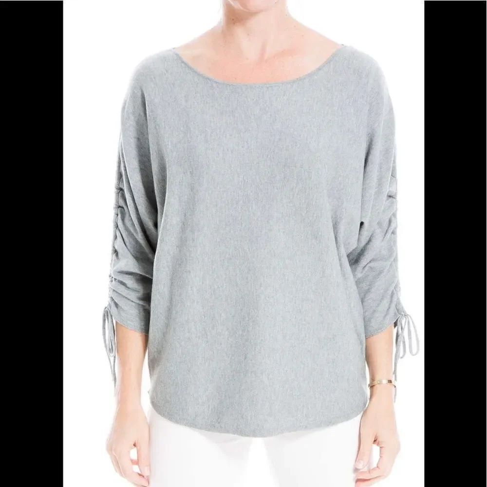 Max Studio Scrunch Sleeve Crew Neck